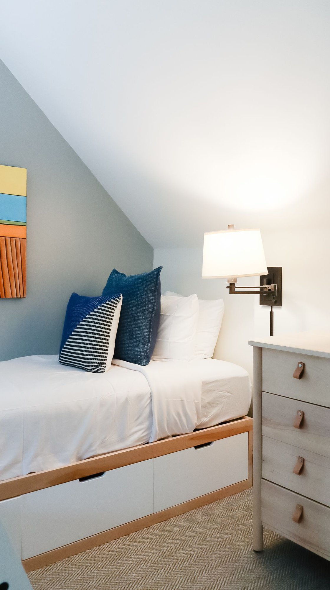 A small bed in a boutique hotel on Martha's Vineyard