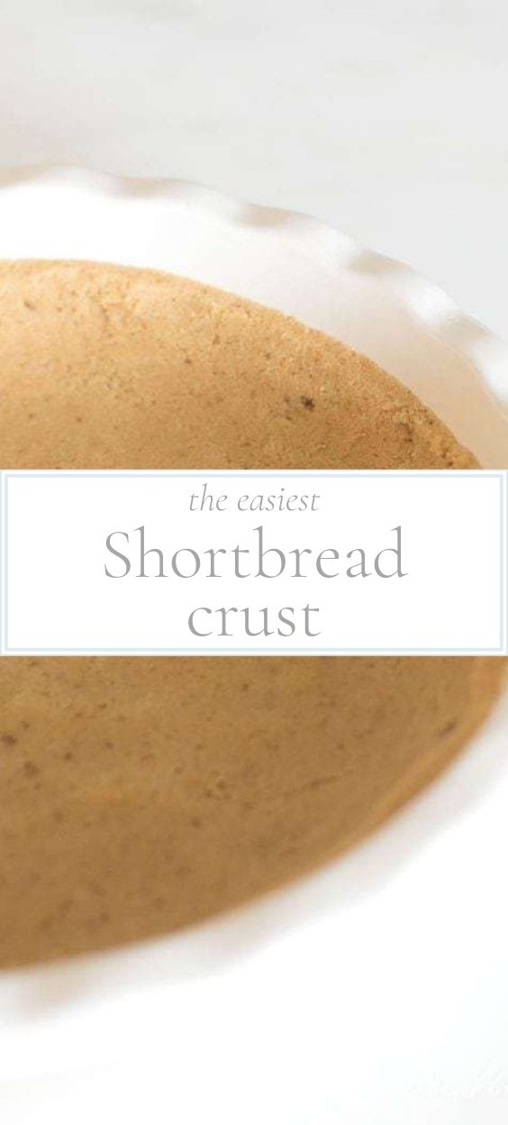3/4 of a shortbread pie crust in a white pie dish.