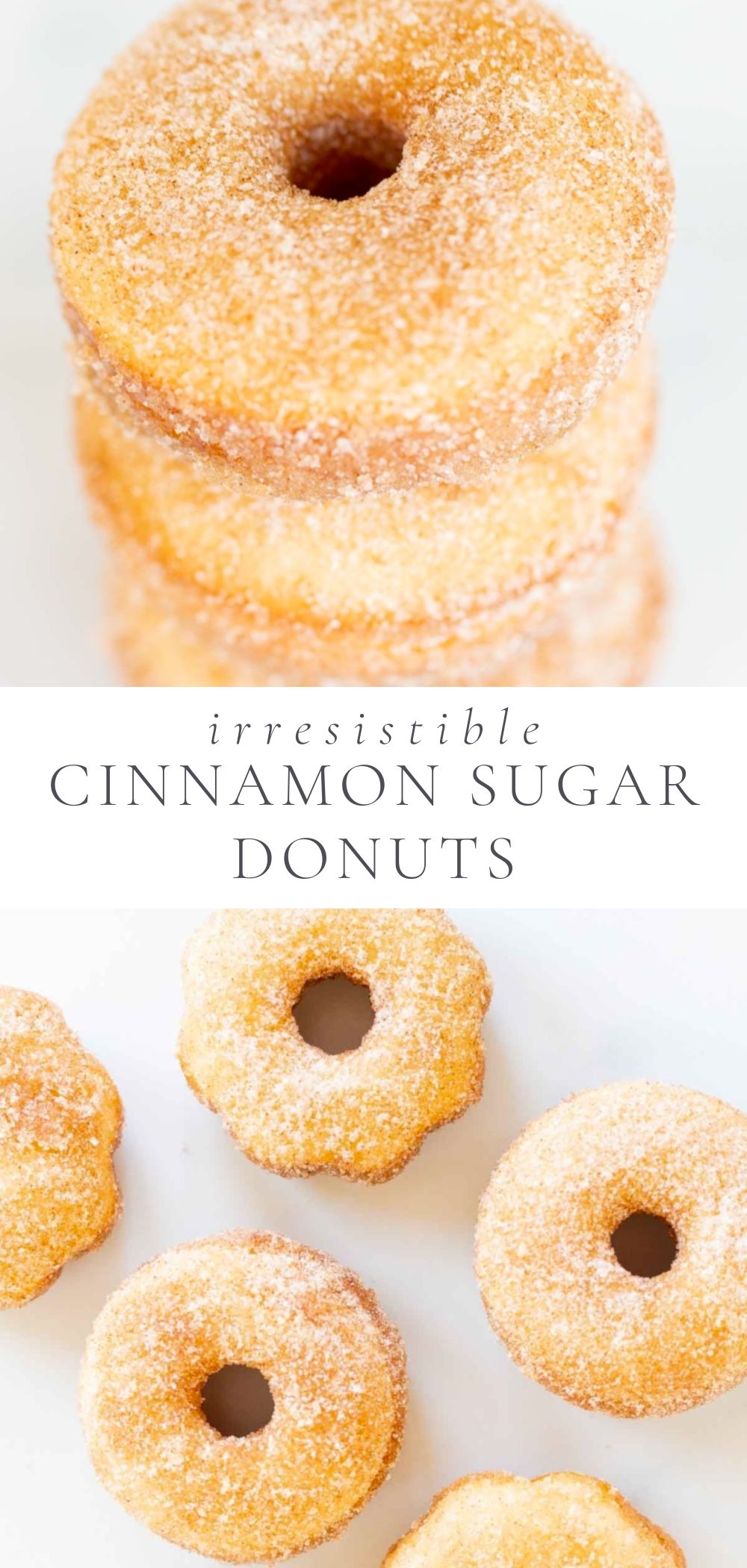 Cinnamon sugar donuts with caption "cinnamon sugar donuts.