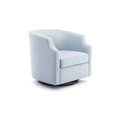 A light blue swivel chair on a white background available on Amazon.