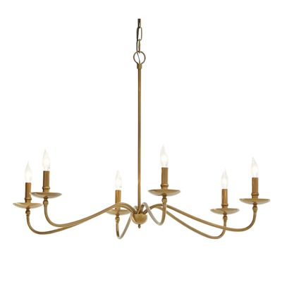 A brass chandelier from POttery Barn