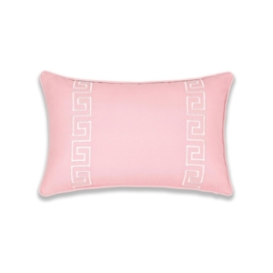 A pink pillow with a Greek design, ideal for amazon pillow covers.