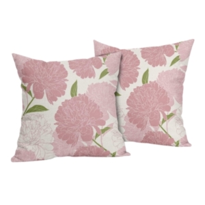 A pair of pillows with pink flowers from Amazon pillow covers.