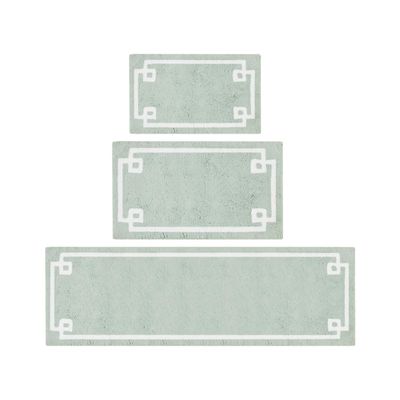 green and white bath mats