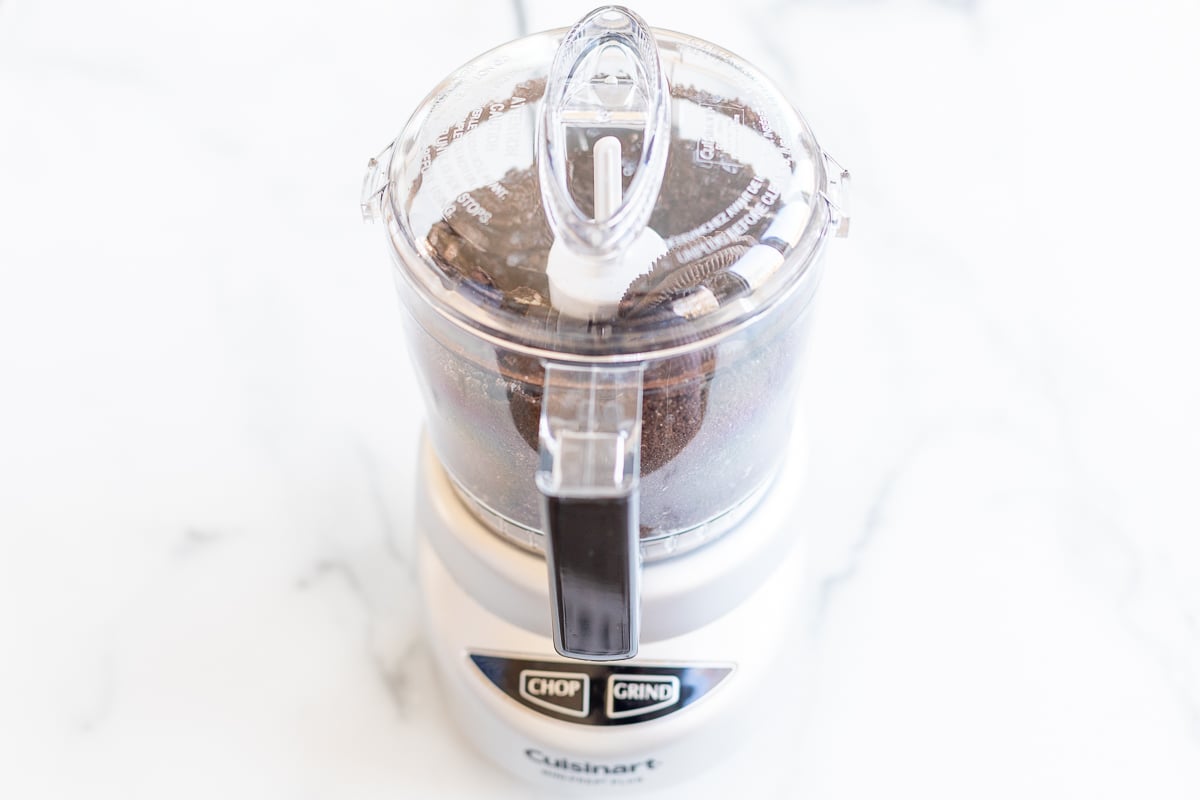 Oreo crumbs in food processor