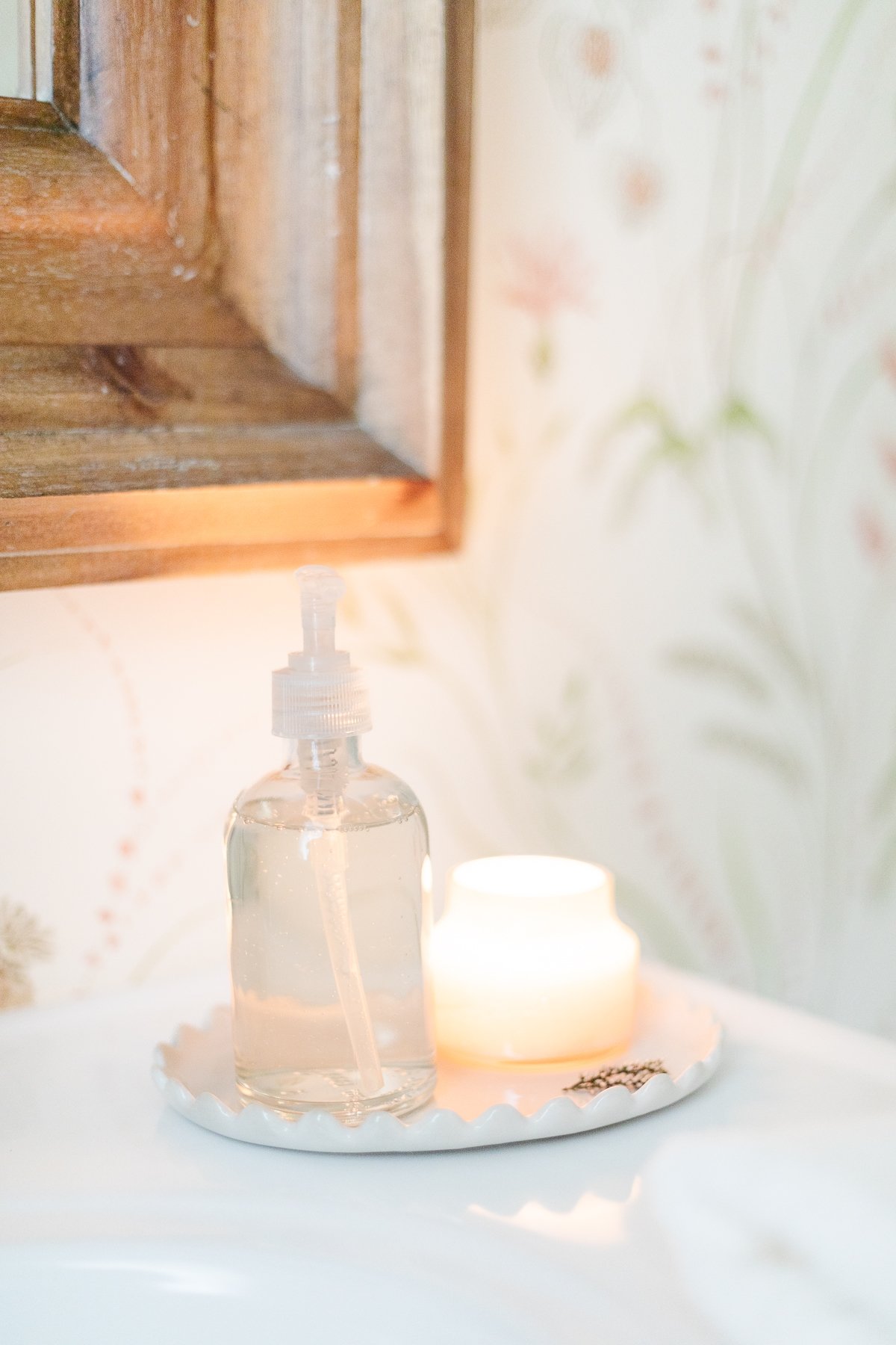 bathroom tray with candle and soap