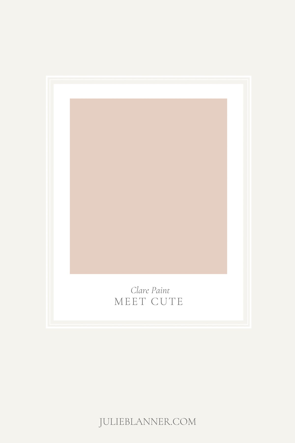 A paint swatch for Clare Paint Meet Cute, a blush pink paint color, shared at lifestylegleam.com