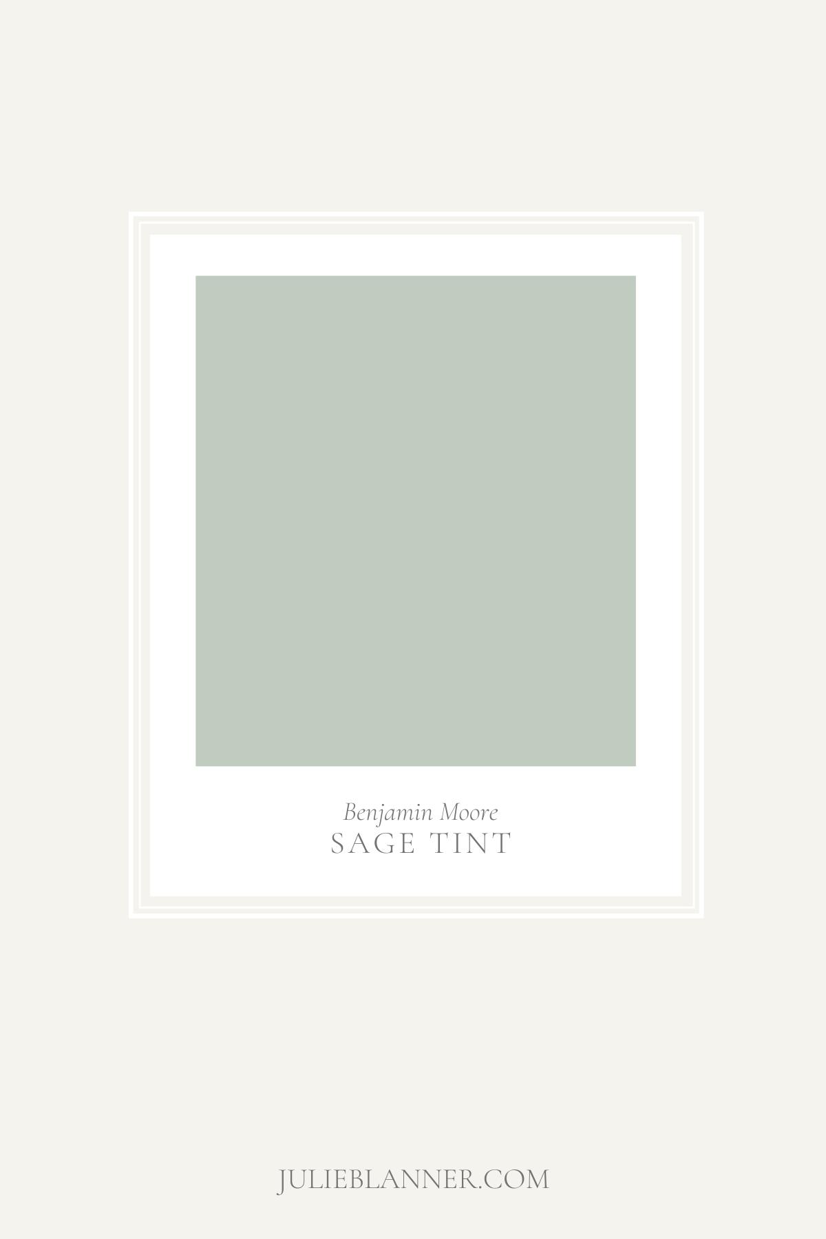 A paint swatch card of Benjamin Moore Sage Tint from www.lifestylegleam.com