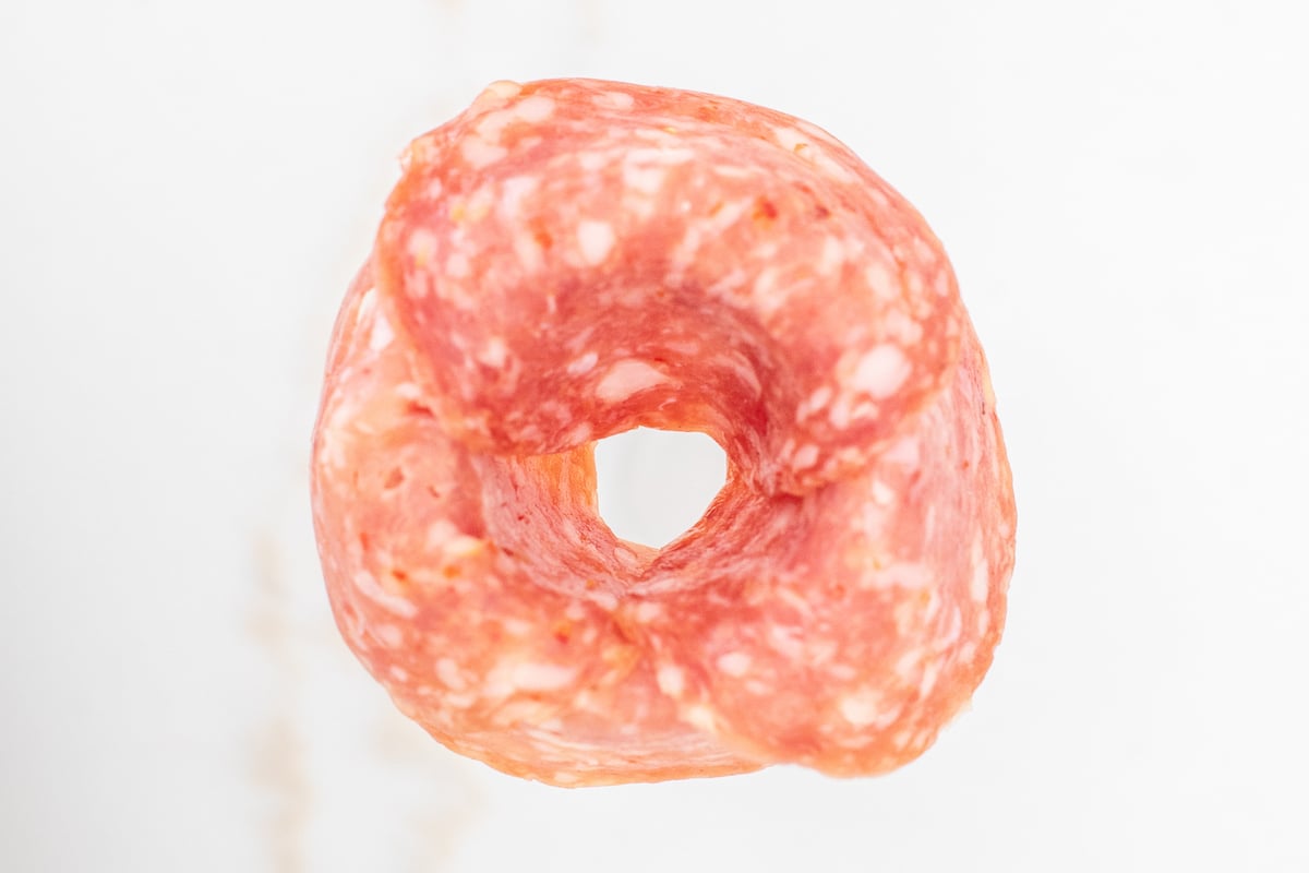 A rose from salami for a snackle box display