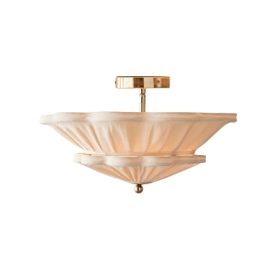 a linen scallop flush mount light fixture