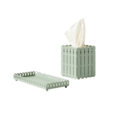 A green scalloped bath accessory set from Julia Berolzheimer for Target