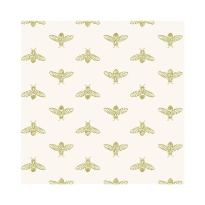 Patterned Amazon wallpaper featuring evenly spaced, detailed illustrations of bees in yellow on a light background.
