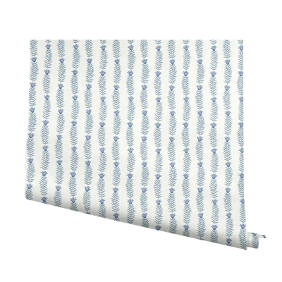 A blue and white block print wallpaper