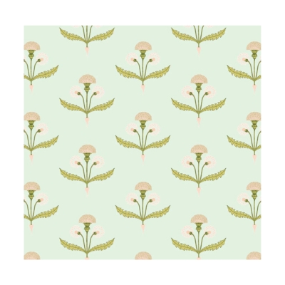 A mint green and pink block print wallpaper