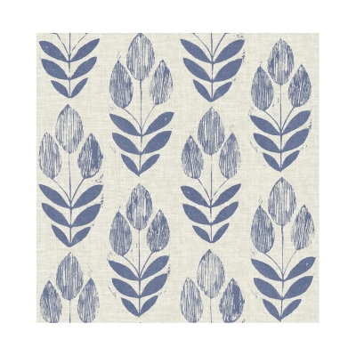 A blue and white block print wallpaper