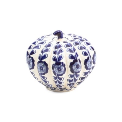 a blue and white chinoiserie faux pumpkin