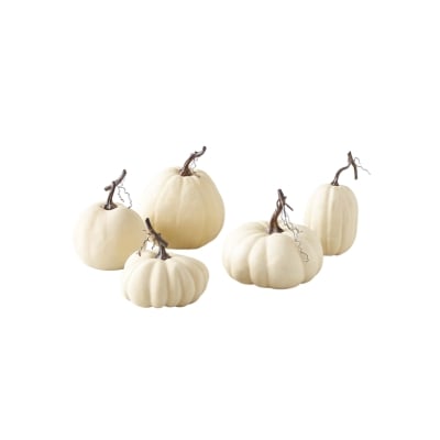 white miniature faux pumpkins