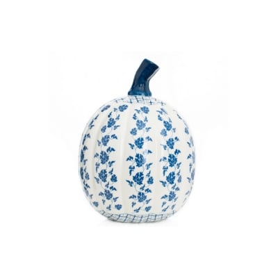 a blue and white chinoiserie faux pumpkin