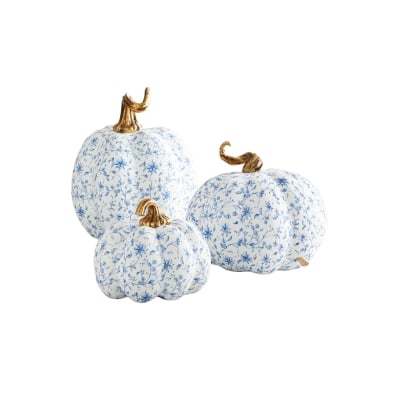 a blue and white chinoiserie faux pumpkin