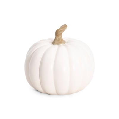 a white resin faux pumpkin