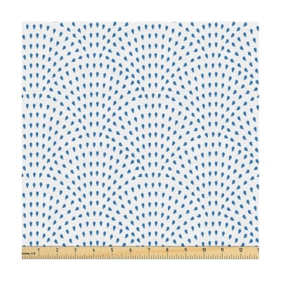 blue and white polka dot outdoor fabric