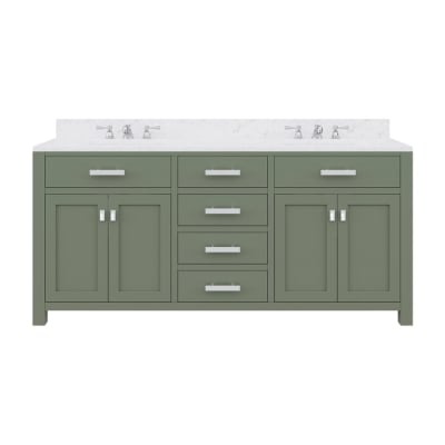 a green bathroom vanity