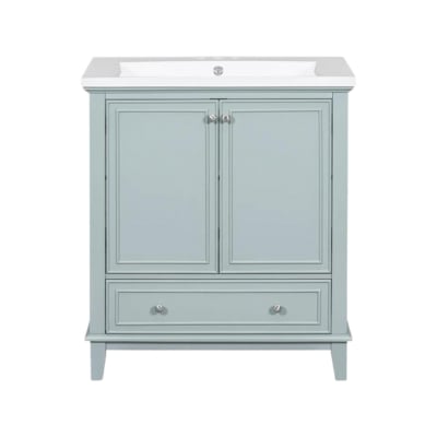 a mint green bathroom vanity