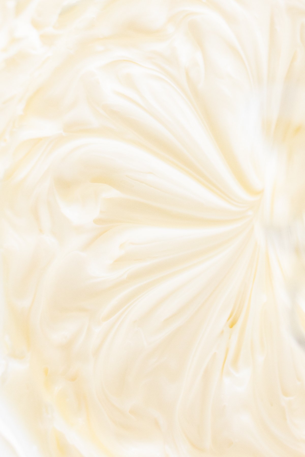 A close up of white whipped cream cheese.