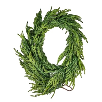 A Norfolk pine garland on a white background.