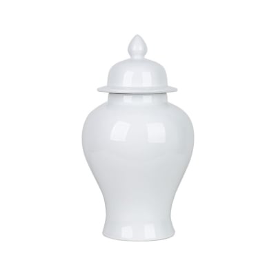 A white porcelain urn on a white background.