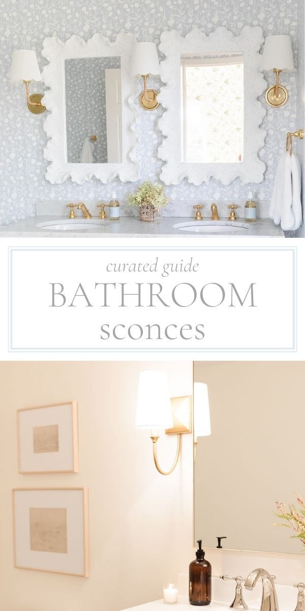 A bathroom with a white sink and a mirror, complete with sconces for added illumination.