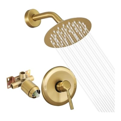 High-quality brass shower fixtures featuring a shower head and hand shower.