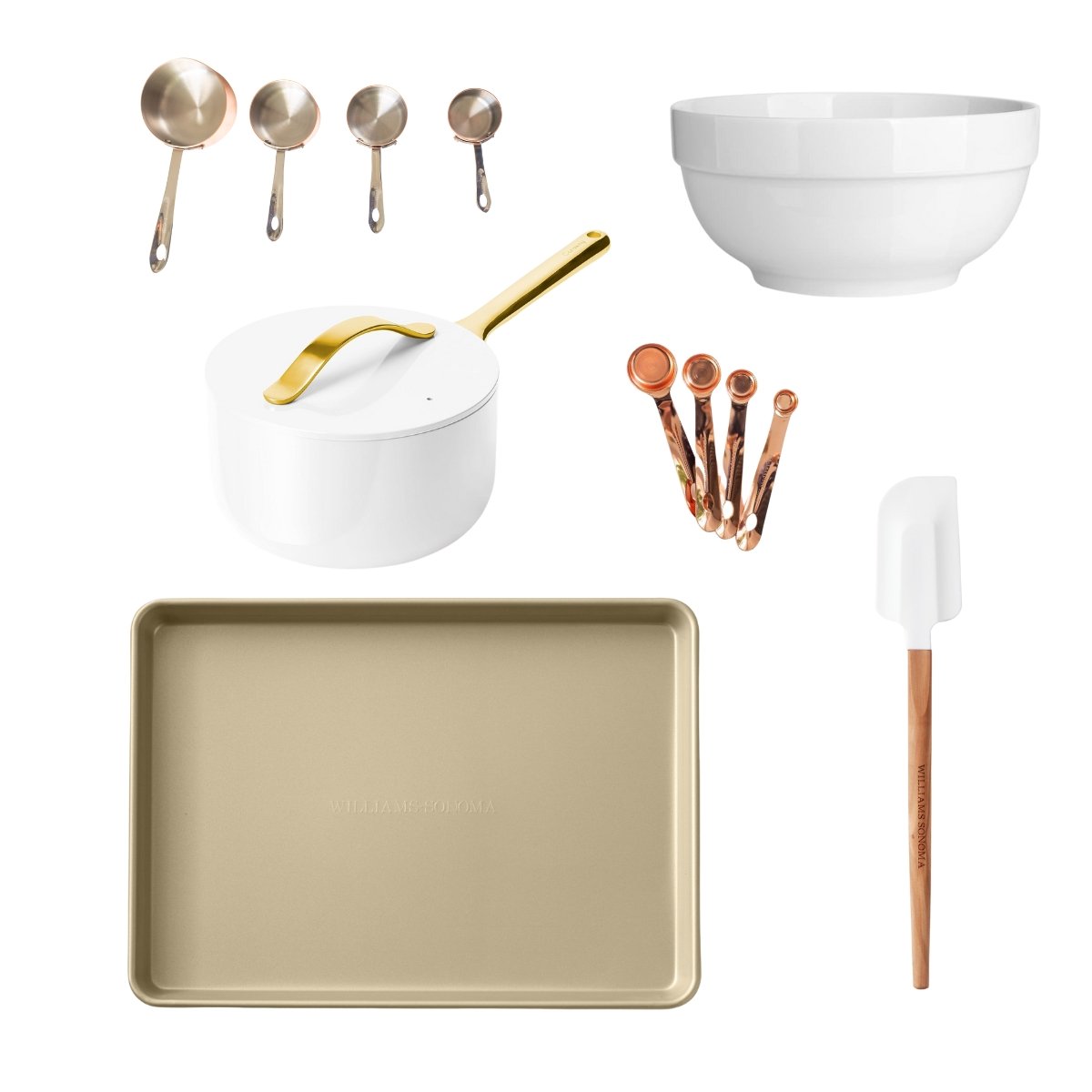 A set of cooking utensils for making Mini Pecan Pie.