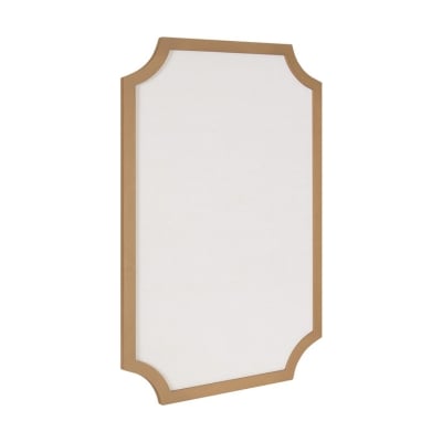 A white frame with a wooden frame on it.