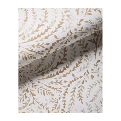 White and gold leaf pattern reminiscent of Serena and Lily wallpaper.